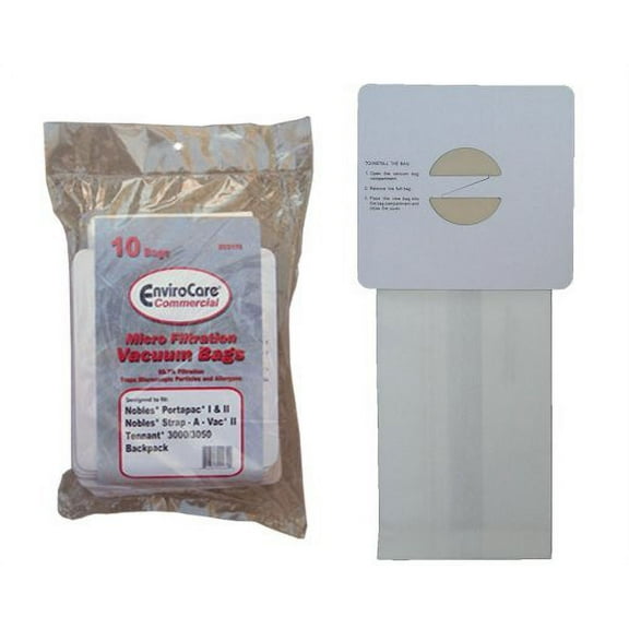 10 EnviroCare Replacement Allergy Vacuum Cleaner Bags 611780, 613325, Compatible with Nobles Por