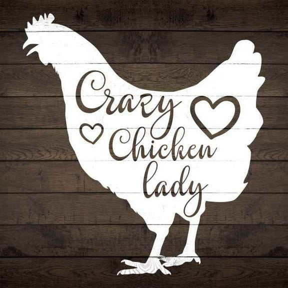 Crazy Chicken Lady Rustic Looking Inspiration Farmhouse Wood Sign Wall Décor 8 x 8 Wood Sign B3-08080061040
