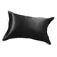 thumbnail image 5 of 1 funda de almohada de seda satinada de color liso, imitación seda satinada, tamaño individual de EE. UU. Negro, 5 of 9