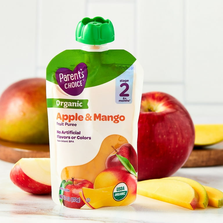 Parent's Choice Organic Baby Food Pouch Apple Mango Stage 2 4 oz