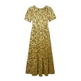 thumbnail image 7 of Penkiiy Women's Summer Shiny Print Casual Short Sleeve Crewneck Basic Swing T Shirt Dress Flowy Beach Vacation Sundress M Gold, 7 of 7