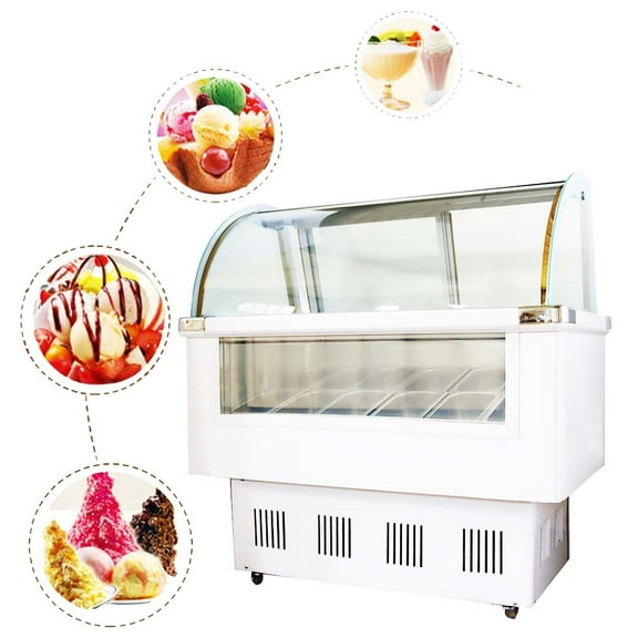 INTBUYING Commercial 12 Pan Hard Ice Cream Showcase Gelato Dipping Cabinet Freezer Display Case