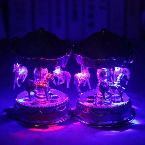 Vintage Horse Carousel Music Box Toy Light Clockwork Musical Birthday Gifts