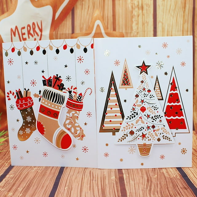 10Pcs Christmas Greeting Cards with Envelopes Xmas Note Cards Cards,Chirstmas Tree