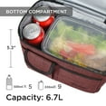 thumbnail image 5 of Tirrinia Insulated Lunch Box for Men Women, Leakproof Thermal Bento Lunch Bag Cooler Tote, Dual Compartment with Shoulder Strap, 10.3" x 7.5" x 8.6", Red, 5 of 8