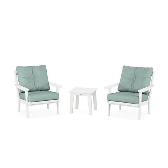 POLYWOOD® Prairie 3-Piece Deep Seating Set in White / Glacier Spa