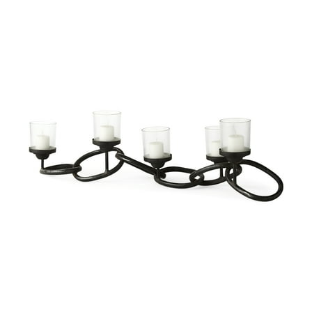 Mercana Quito Black Metal Chain-Link Five Candle Table Candle Holder
