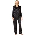thumbnail image 3 of Intimo Womens' Button Front Charmeuse 2-Piece Long-Sleeve Collared Pajama Pant Set Sleepwear Loungewear, 3 of 6