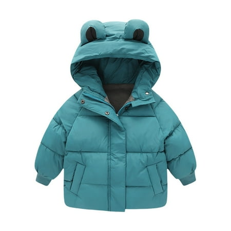 

DNDKILG Children Boy Girls Padded Long Sleeve Coat Toddler Baby Hooded Ears Outerwear Fall Winter Zip Up Puffer Jacket Green 1Y-6Y