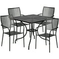 thumbnail image 2 of Flash Furniture Commercial Grade 35.5" Square Black Indoor-Outdoor Steel Patio Table Set with 4 Square Back Chairs, 2 of 6