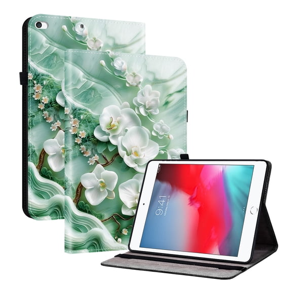 For iPad 9.7" (5th/6th Gen), Air 2/1 (9.7") Folio Case with Stand/Card Slots/Elastic Band Closure/Pen Loop Holder, Stylish Cute PU Leather Protective Lightweight Slim Cover, Magnolia