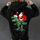 thumbnail image 2 of Mujer Otoño Invierno Navidad Color bloque dinosaurio linterna estampado cuello en V manga larga con capucha Tops pulóver blusa Fridja FKASFK3390, 2 of 4