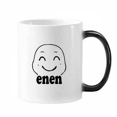 

Lovely Sle Black Cute Chat Happy Changing Color Mug Morphing Heat Sensitive Cup With Handles 350 ml