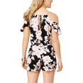 thumbnail image 2 of Be Bop Juniors' Printed Cold-Shoulder Romper (Black Pink, XL), 2 of 2