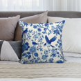thumbnail image 6 of Blue Pioneer Flower And Bird Pillow Covers,Blue Pioneer Flower And Bird Throw Pillow Covers 18"×18" ,Living Room Sofa Couch Pillow Covers,Decorative Pillow Covers, 6 of 7