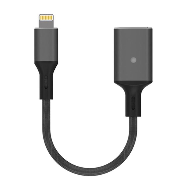 Adaptador de cable Lightning a USB de Apple, convertidor OTG para iPhone/iPad para conectar lector de tarjetas/unidad flash USB/disco U/teclado/ratón - Gris oscuro
