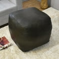 thumbnail image 2 of BBH Homes Black Round Leather Pouf Ottoman Handmade Recycled Cotton Fill BBBACPF0012, 2 of 9