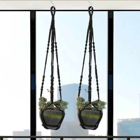SHZICMY 2Pcs Macrame Hanging Planter Basket Rope Pot Holder Decor Garden Plant Hanger