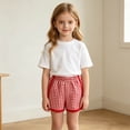 thumbnail image 6 of Diufon Kids Shorts Boys Girls Elastic High Waist Sport Running Gingham Shorts Summer Fashion Plaid Short Pants, 6 of 9