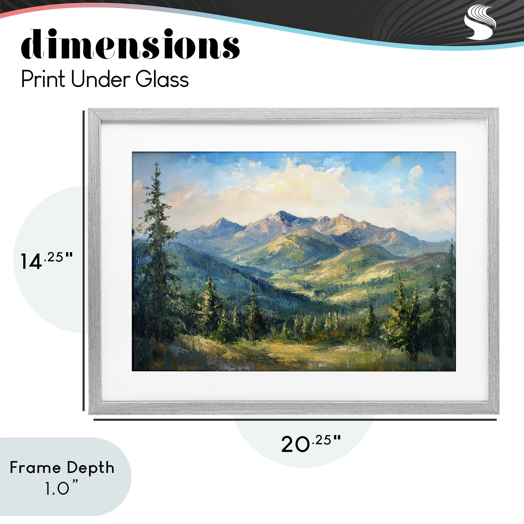Stupell Industries Valley In The Mountains Gray Framed Print Under Glass, design by Petal Prints Design