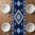 thumbnail image 6 of Blue Boho Table Runner - 36 Inch Long, Kitchen Dining Table Runner Dresser Scarves, Farmhouse Neutral Abstract Geometric Motifs Farmhouse Decor for Coffee Tables Wedding Party Banquet, 6 of 8