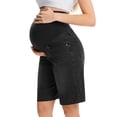 thumbnail image 6 of qelini Maternity Jean Shorts Plus Size for Women Side Insert Pockets Cuffed Hem Pregnancy Bottoms Daily Maternity Bottoms, 6 of 9