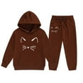 thumbnail image 3 of LIUYUNNN Kids Girls Boys Sweatsuit Set 2 Piece Long Sleeve Cartoon Pullover Hooded Sweatshirt and Jogger Sweatpants Fall Clothes Toddler Boys Clothes 10-11 Years Boys Girls Fall and Winter Outfits, 3 of 7