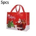 thumbnail image 2 of 5PCS Christmas Handbags Santa Claus Snowman Print Gift Bag Foldable Shopping Bag Thickened Large Capacity Cute Non-woven Handbag (blue), 2 of 7