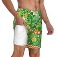 thumbnail image 3 of Picia St Patrick's Day6 pattern Mens Swim Trunks with Compression Liner Stretch Beach Shorts Quick Dry with Zipper Pockets No-Chafing Board Shorts-Small, 3 of 9
