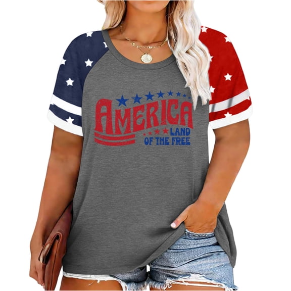 Plus Size American Flag Shirts for Women 4th of July Tshirts USA 1776-2026 Patriotic Tops 250th Anniversary Tees Gray 4XL