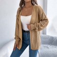 thumbnail image 2 of Ediodpoh Cardigan for Women Winter Long Sleeve V Neck Crochet Kimonos Loose Open Front Hollow Out Cover Ups Khaki_002 M, 2 of 6