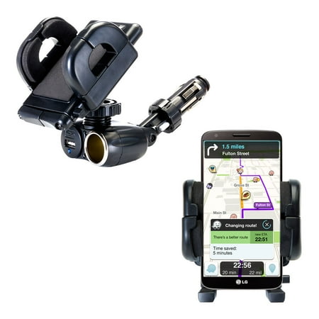 Dual USB / 12V Charger Car Cigarette Lighter Mount and Holder for the LG Mini