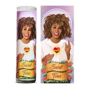 Saint Tina Turner Celebrity Prayer Devotional Parody Candle - 8" white, unscented glass