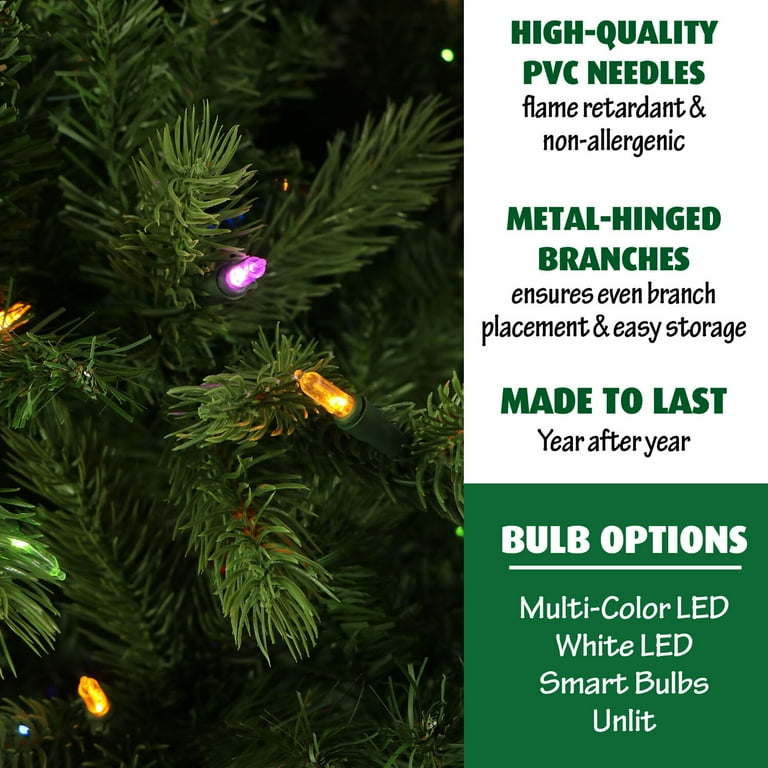 Fraser Hill Farm 9-ft. York Pine Artificial Christmas Tree, Memory Wire,  1700 Dual 3MM LED Lights 