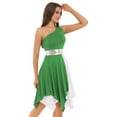 thumbnail image 2 of Aiihoo Women One Shoulder Liturgical Praise Dance Dress Asymmetrical Worship Dresses Lyrical Dance Dress Light Green S, 2 of 7