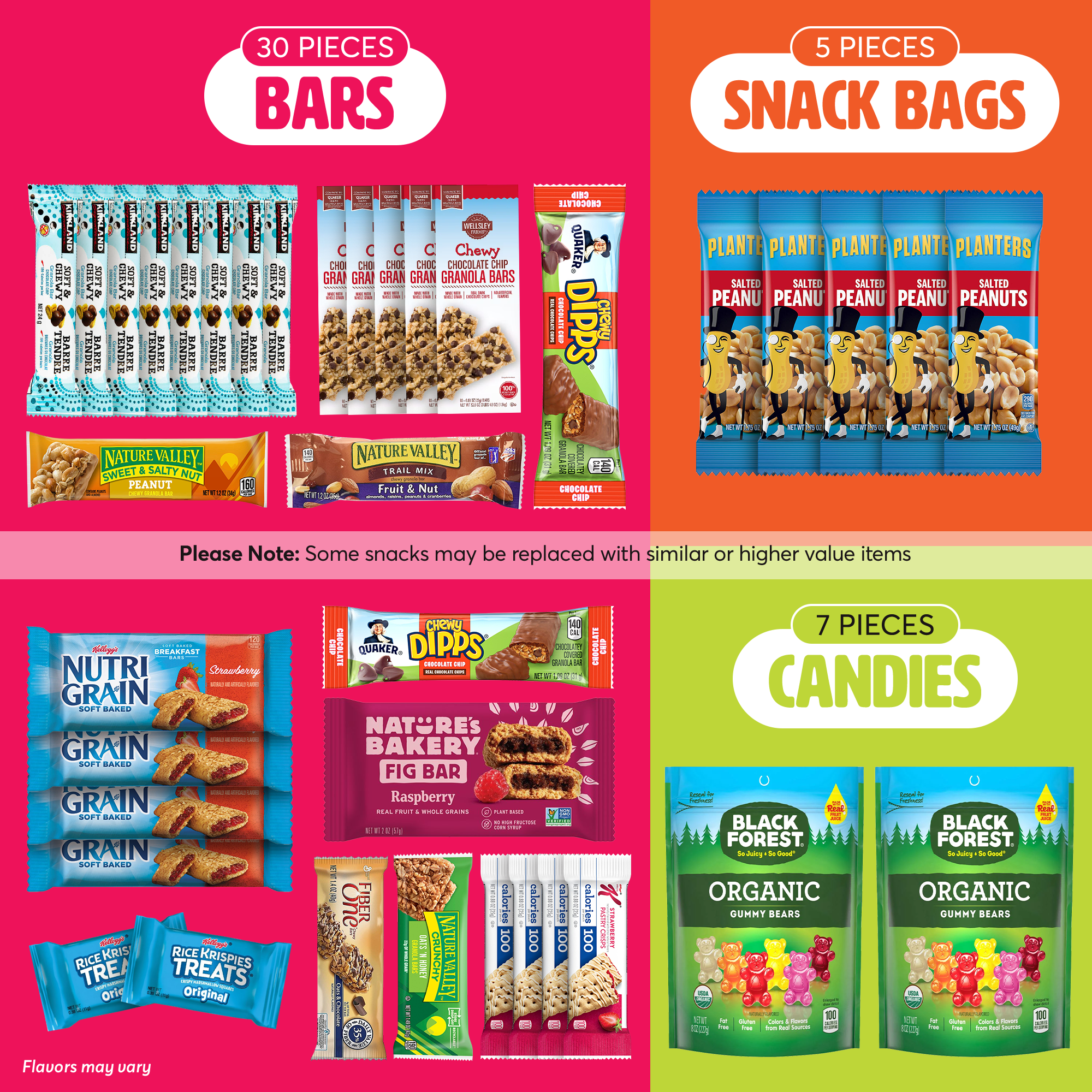 I AM Snacky Energy Breakfast Bars & Chips (42 Count) Granola, Protein Snacks - Care Package