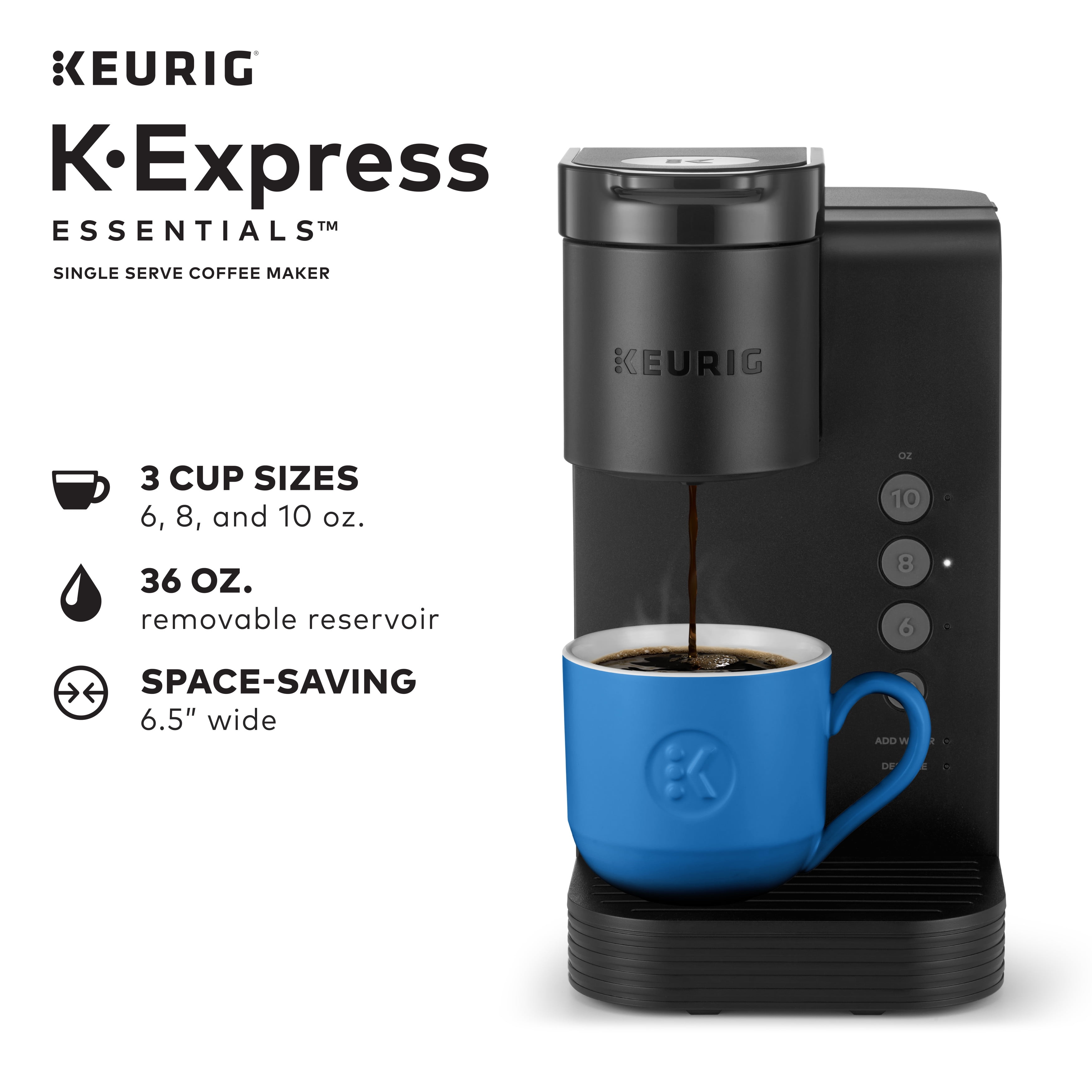 Keurig K-Express Coffee Maker, Single Serve K-Cup Pod Coffee Brewer, Black,  12.8” L x 5.1” W x 12.6” H