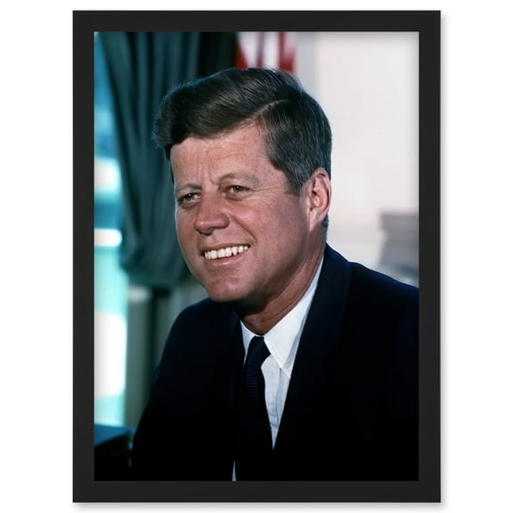 US President John F Kennedy Portrait Photo Artwork Framed Wall Art Print A4