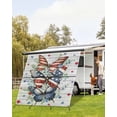 thumbnail image 4 of 4th of July RV Awning Sun Shade Screen 9'X7' Red Blue Stars Butterfly Mesh Sunscreen Eucalyptus Leaves Wood Grain Awning Shade Screen with Zipper UV Blocker Completed Kits for RV Motorhome Camper, 4 of 7