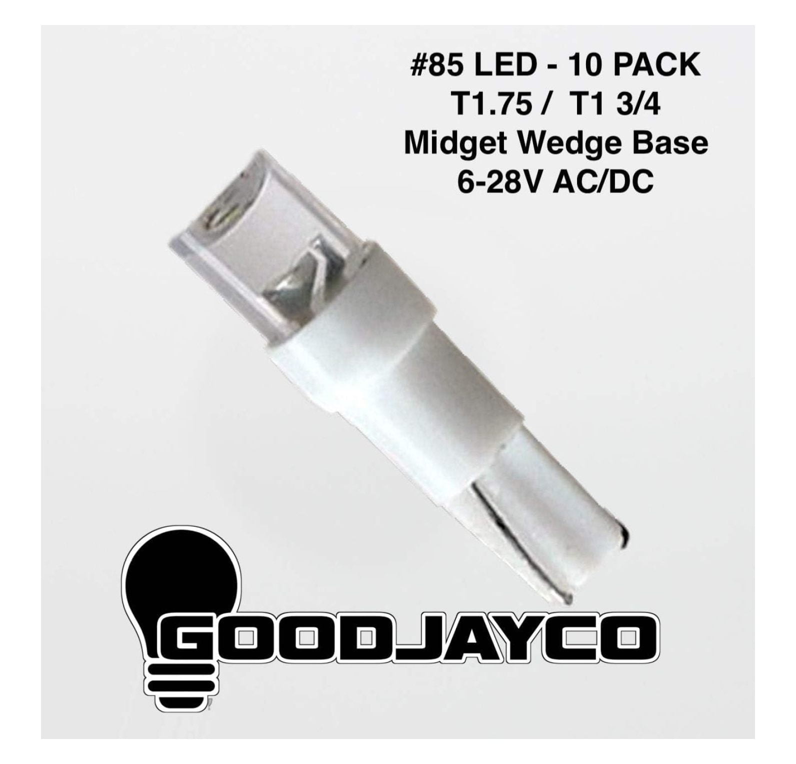(10 pieces) #85 LED T1.75 / T1 3/4 midget wedge base 6-28V 85 LED white indicator light bulb replacement for #85 incandescent T1 3/4 W2.1x4.9d base miniature LED lamp (10 pieces)