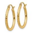 thumbnail image 4 of Auriga Fine Jewelry 14K Yellow Gold Diamond-cut 2mm Round Tube Hoop Earrings for Women, 4 of 5