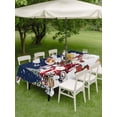 thumbnail image 3 of Outdoor Tablecloth with Umbrella Hole and Zipper, Navy Blue Christmas Rectangle Table Cloth 54x80 Inch Waterproof Tablecloth, Snowman Xmas Truck Balls Tree Picnic Table Cover for Patio Camping, 3 of 7