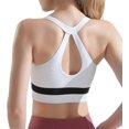 thumbnail image 2 of XINQIHANG Women's Zip Front Sports Bra Comfortable Racerback Workout Yoga Bra with Removable Pads, 2 of 7