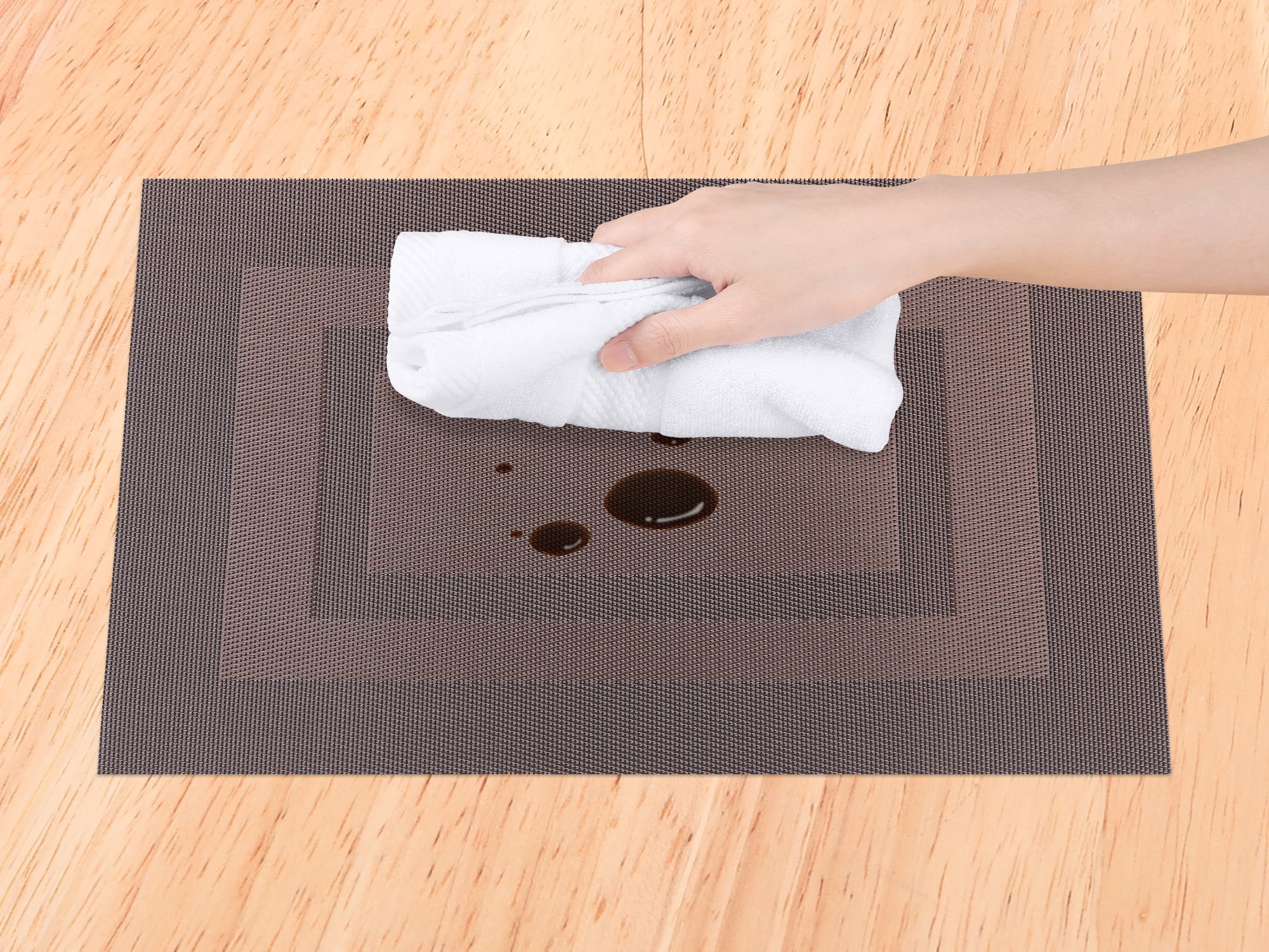 Unique Bargains Set of 6 Placemats for Kitchen Table Decor Brown