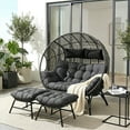 thumbnail image 3 of RADIATA Water Resistant Steel Double Egg Chair with Ottomans and Footrests, Gray, 3 of 9