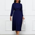 thumbnail image 2 of AURA Plus Size Autumn Pleated A Line Commuter Dress Elegant High Waist Midi OL Dress XL XXXL, 2 of 9
