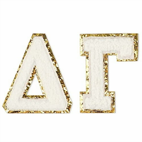 Sorority Shop Delta Gamma Chenille Letter Stickers - Adhesive Back, Set of 2 Greek Letters