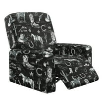 Renewold Cowboy Horse Cactus Black Oversized Recliner Cover Fitted Lazy Boy Chair Cover 4 Pieces Universal Reclining Chair Cover for Standard Large Recliner with Storage Pocket