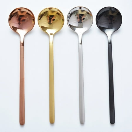 

4 Pcs Coffee Spoons Stainless Steel Teaspoons Espresso Spoons Soup Spoons for Coffee Sugar Soup Ice Cream Dessert Cake Supplies 4 Color Short 5.2