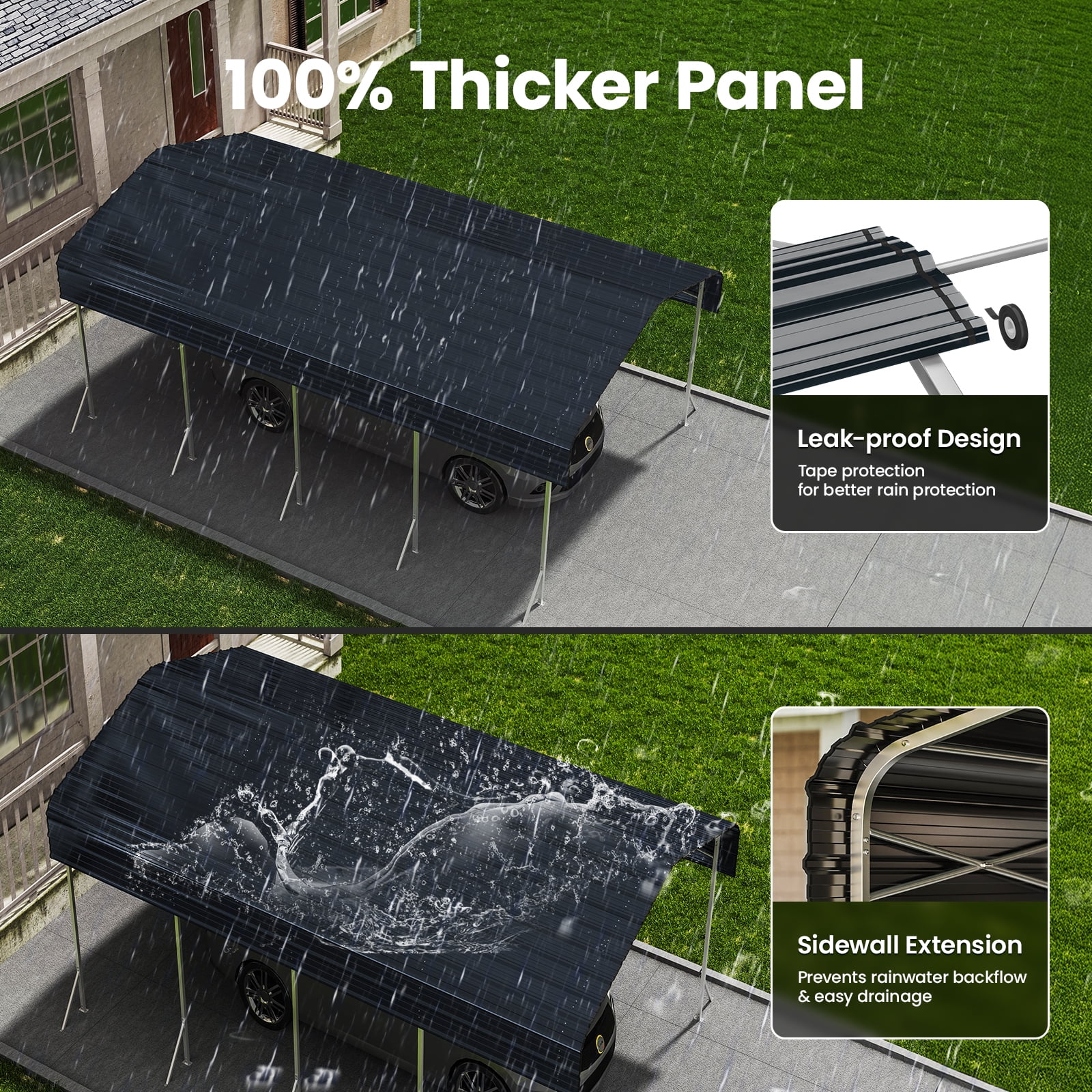 TIME RAY 12x20 Ft Carport, Heavy Duty Metal Car Port, All-Weather Protection, Easy Assembly for Cars, Trucks, Boats, Tractors, and Outdoor Storage